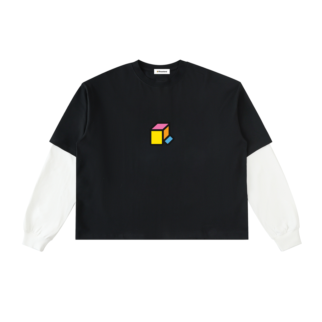 Layered Contrast Sleeve Cotton T-Shirt